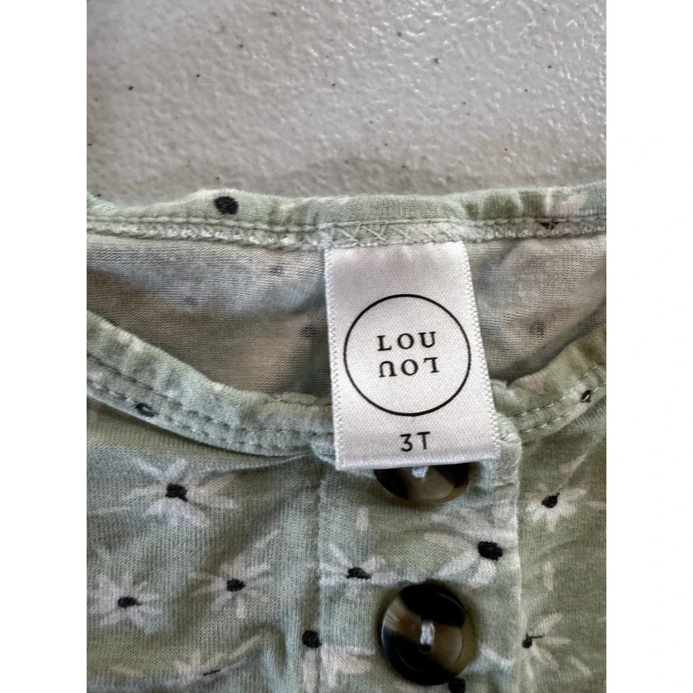 Lou Lou and Company Sage Green Floral Daisy Henley Pajama Set 3T